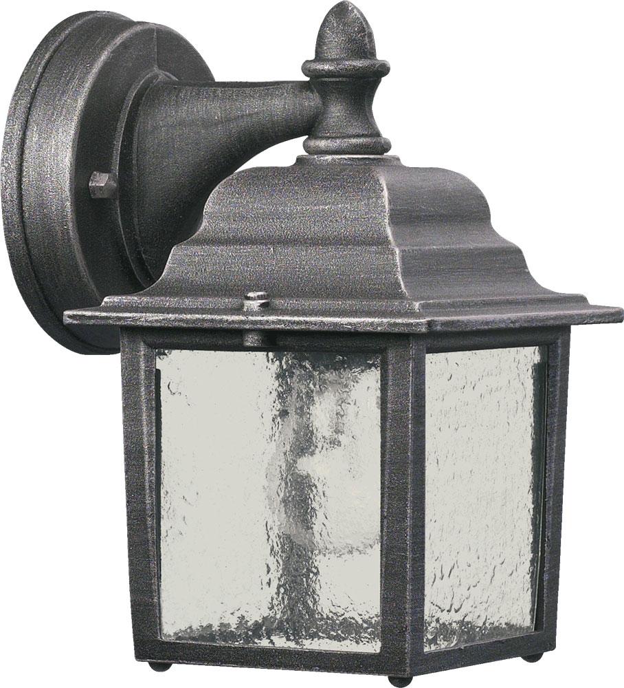 One Light Rustic Silver Clear Water Glass Wall Lantern