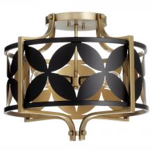  283-18-5980 - Mariposa 3 Light Semi Flush, Matte Black, Aged Brass