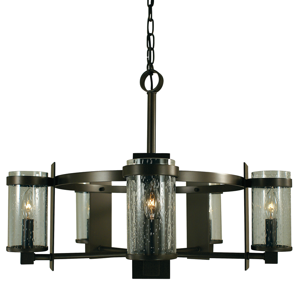 5-Light Brushed Nickel/Frosted Glass Hammersmith Chandelier