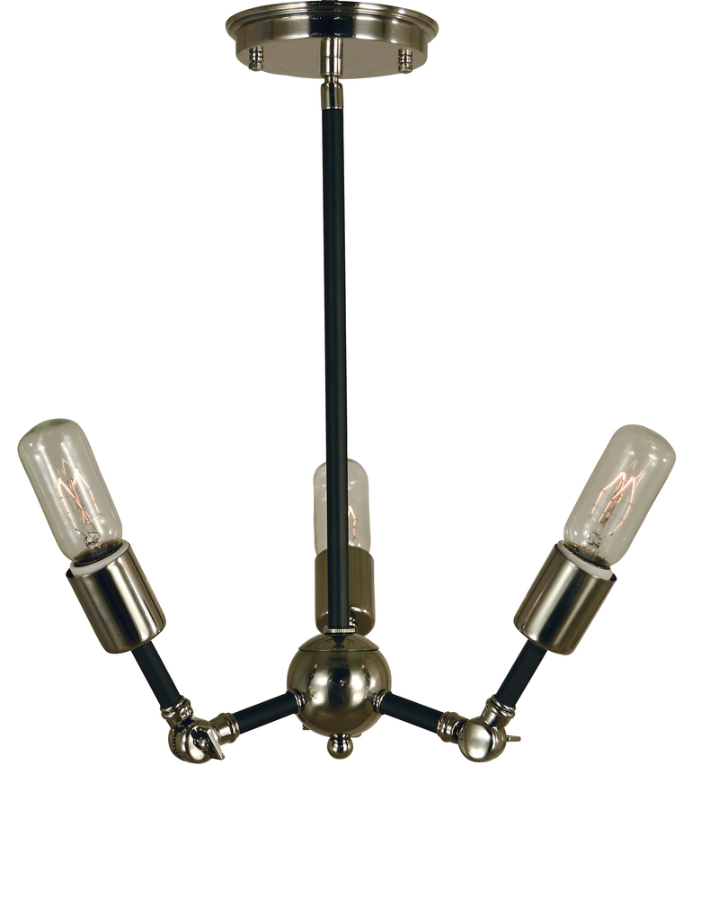 3-Light Antique Brass/Matte Black Felix Chandelier