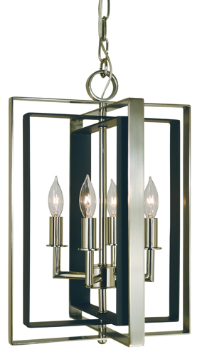 4-Light Antique Brass/Matte Black Symmetry Mini Chandelier