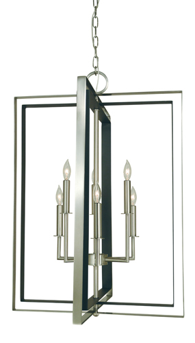 6-Light Antique Brass/Matte Black Symmetry Chandelier