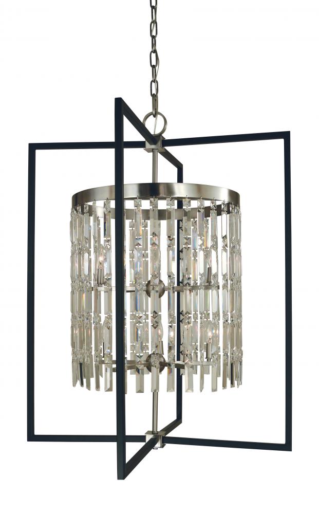 10-Light Brushed Nickel/Matte Black Hannah Foyer Chandelier