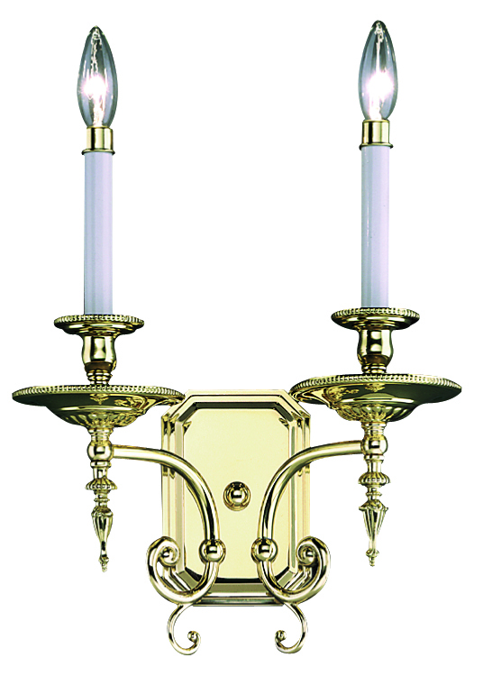 2-Light Polished Brass Kensington Sconce