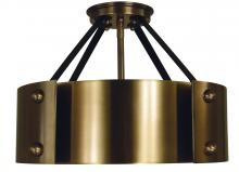  5290 AB/MBLACK - 6-Light Antique Brass/Matte Black Lasalle Semi-Flush