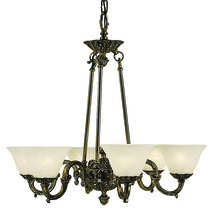  7886 AS/CM - 6-Light Antique Silver Napoleonic Dining Chandelier
