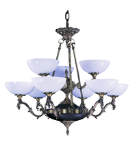  8409 FB - 9-Light French Brass Napoleonic Dining Chandelier