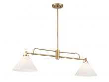  M100136NB - 2-Light Linear Chandelier in Natural Brass