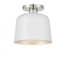  M60067WHPN - 1-Light Ceiling Light in White with Polished Nickel