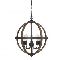  M70041WB - 5-Light Chandelier in Wood with Black