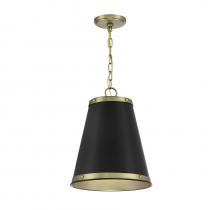  M7014MBKNB - 1-Light Pendant in Matte Black with Natural Brass