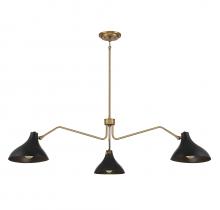  M7019MBKNB - 3-Light Pendant in Matte Black with Natural Brass
