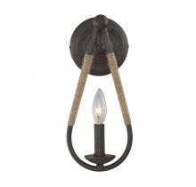  M90002RN - 1-Light Wall Sconce in Rusty Nail with Rope