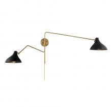  M90088MBKNB - 2-Light Wall Sconce in Matte Black with Natural Brass