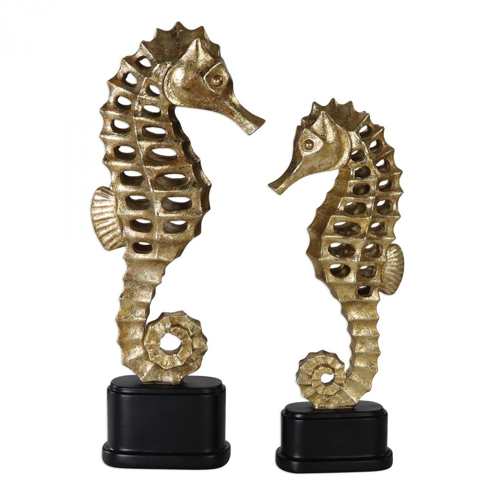 Uttermost Metallic Sea Horse Sculpture S/2