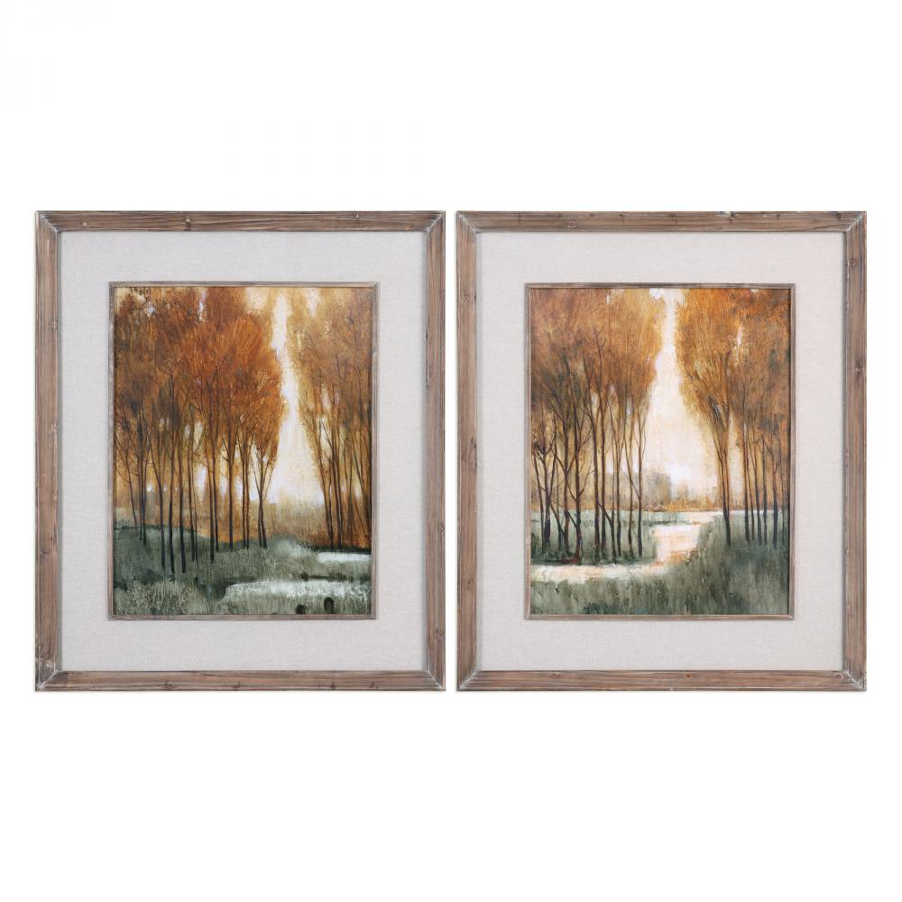 Uttermost Custom Golden Forest Landscape Prints S/2