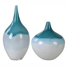  20084 - Uttermost Carla Teal White Vases, S/2