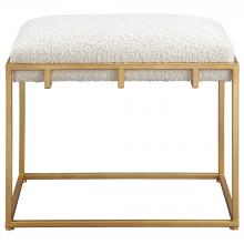  23663 - Uttermost Paradox Small Gold & White Shearling Bench