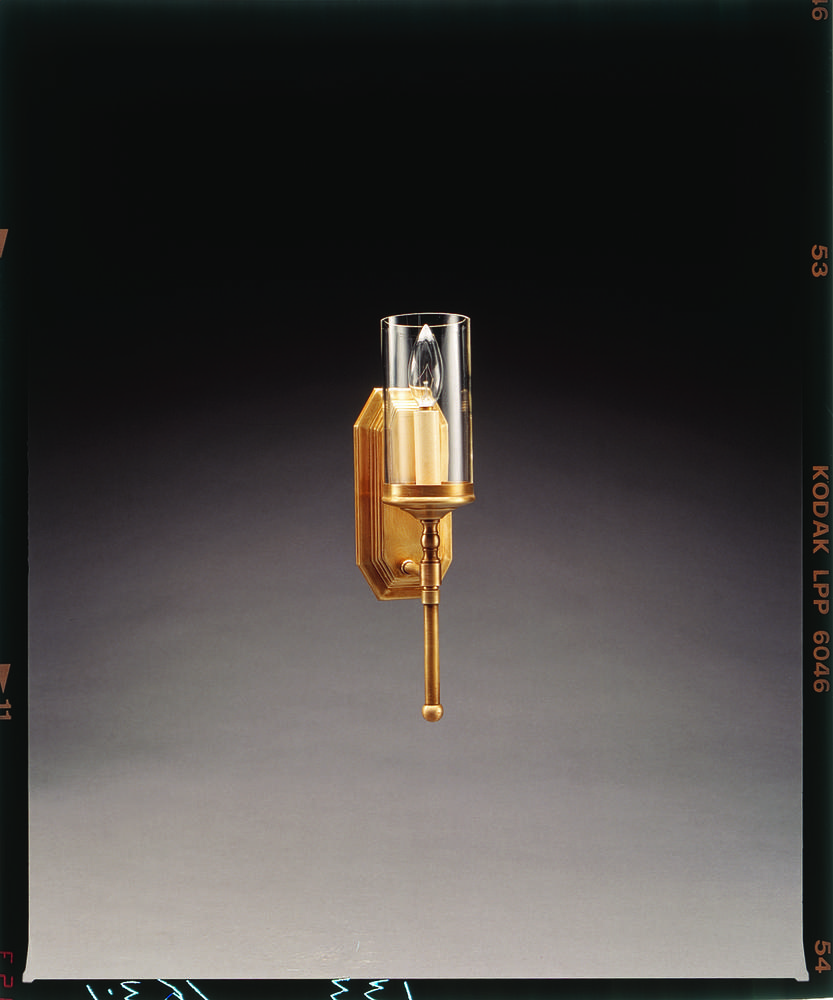 Wall Sconce 3" x 6" Glass Cylinder Dark Brass 1 Candelabra Socket Clear Glass