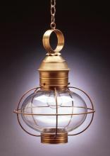  2542-AB-MED-CLR - Caged Onion Hanging Antique Brass Medium Base Socket Clear Glass