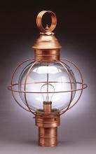 Northeast Lantern 2843-AC-MED-CLR - Caged Round Post Antique Copper Medium Base Socket Clear Glass