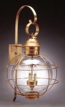  2851-AB-MED-CLR - Caged Round Wall Antique Brass Medium Base Socket Clear Glass