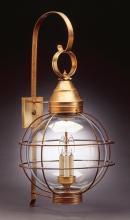  2861-AB-LT3-CLR - Caged Round Wall Antique Brass 3 Candelabra Sockets Clear Glass