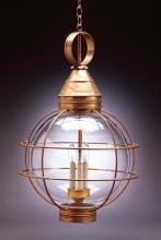  2862-AB-MED-CLR - Caged Round Hanging Antique Brass Medium Base Sockets Clear Glass