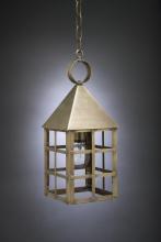Northeast Lantern 7132-AB-MED-CLR - Pyramid Top H-Bars Hanging Antique Brass Medium Base Socket Clear Glass