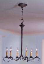  983-AB-LT6 - Hanging S-Arms With Curl Antique Brass 6 Candelabra Sockets
