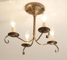  984F-AB-LT4 - Flush S-Arms With Curl Antique Brass 4 Candelabra Sockets