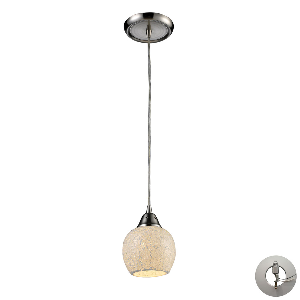 Fission 1 Light Pendant In Satin Nickel And Clou