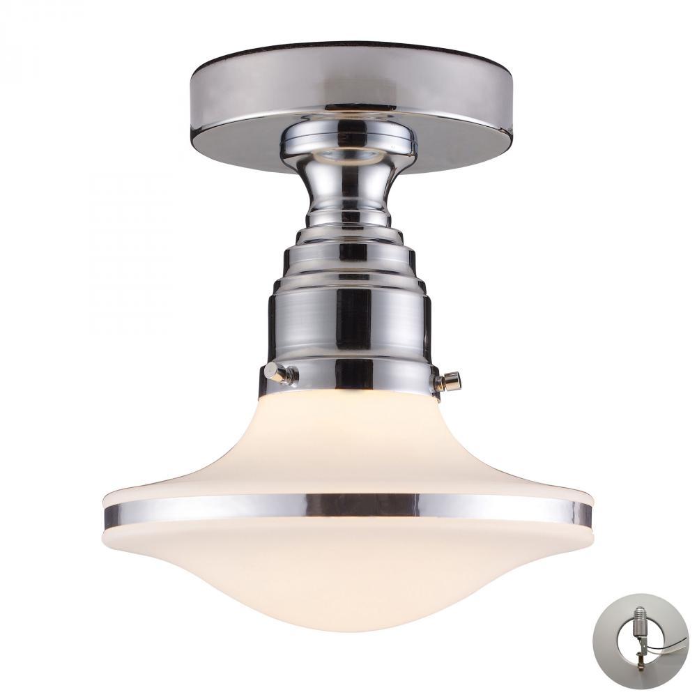 Retrospectives 1-Light Semi Flush in Polished Chrome with Opal White Glass - Includes Adapter Kit