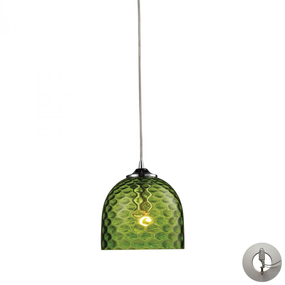 Viva 1-Light Mini Pendant in Polished Chrome with Green Glass - Includes Adapter Kit