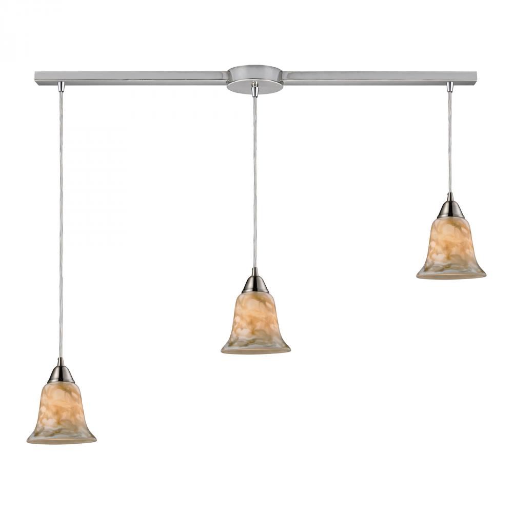 Confections 3 Light Pendant In Satin Nickel And
