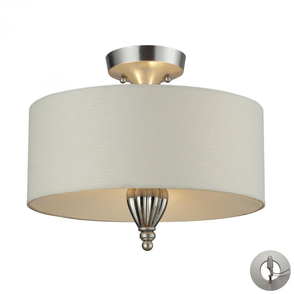 Martique 3 Light Semi Flush in Chrome and Silver Leaf Includes An Adapter Kit To Allow for Easy Conv