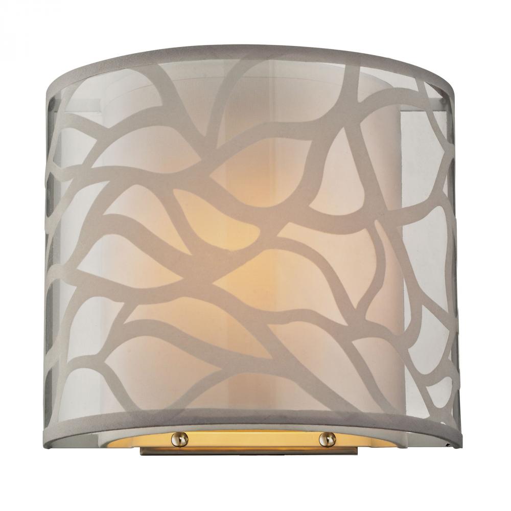 Autumn Breeze 1-Light Sconce in Brushed Nickel with Fabric and Metal
