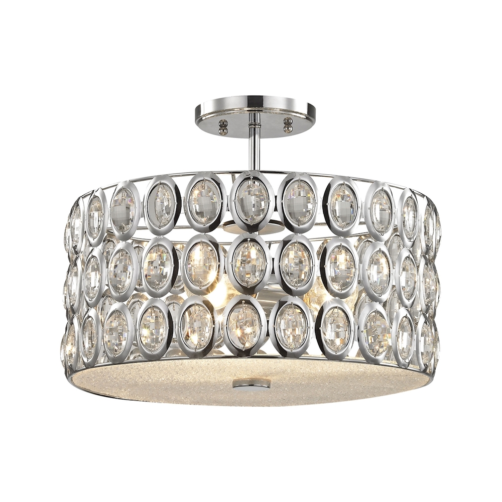 Tessa 3-Light Semi Flush in Polished Chrome with Clear Crystal