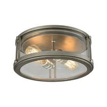  11880/2 - Coby 2-Light Flush Mount in Polished Nickel and Weathered Zinc with Clear Glass
